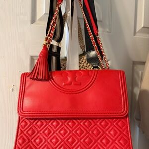 Tory Burch Red Quilted Shoulder Bag